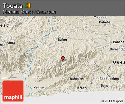 Shaded Relief Panoramic Map of Touala