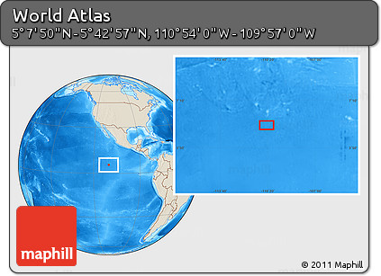 Shaded Relief Location Map of the Area around 5° 25' 24" N, 110° 25' 30" W