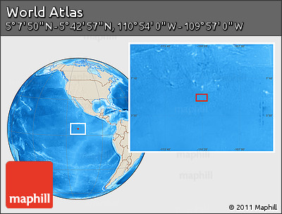 Shaded Relief Location Map of the Area around 5° 25' 24" N, 110° 25' 30" W