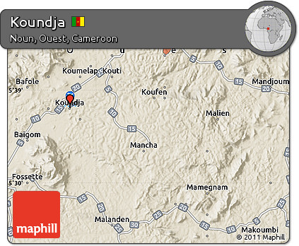 Shaded Relief Map of Koundja