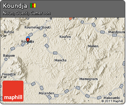 Shaded Relief Map of Koundja