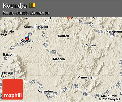 Shaded Relief Map of Koundja