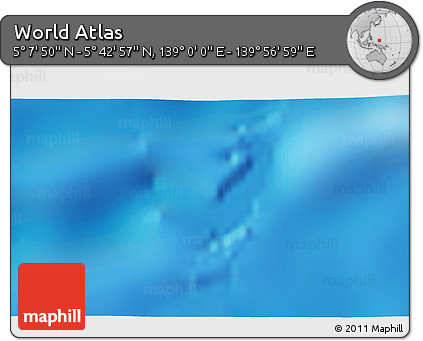 Physical 3D Map of the Area around 5° 25' 24" N, 139° 28' 29" E