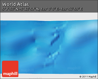 Physical 3D Map of the Area around 5° 25' 24" N, 139° 28' 29" E