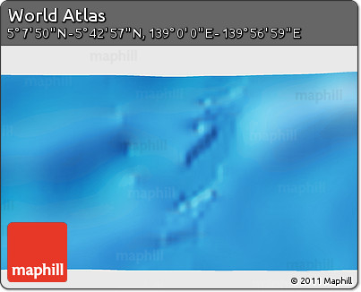 Physical 3D Map of the Area around 5° 25' 24" N, 139° 28' 29" E