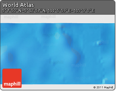 Physical 3D Map of the Area around 5° 25' 24" N, 144° 34' 29" E