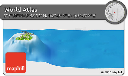 Physical Panoramic Map of the Area around 5° 25' 24" N, 163° 16' 30" E