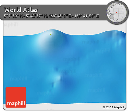 Physical 3D Map of the Area around 5° 25' 24" N, 169° 13' 29" E