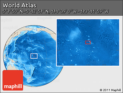 Shaded Relief Location Map of the Area around 5° 25' 24" N, 174° 10' 30" W