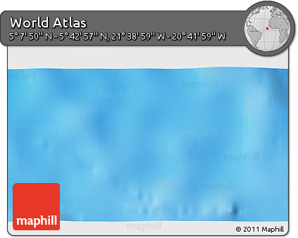 Shaded Relief 3D Map of the Area around 5° 25' 24" N, 21° 10' 29" W
