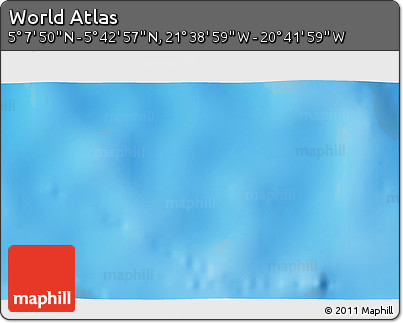 Shaded Relief 3D Map of the Area around 5° 25' 24" N, 21° 10' 29" W