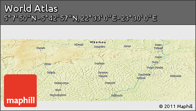 Physical Panoramic Map of the Area around 5° 25' 24" N, 23° 1' 29" E