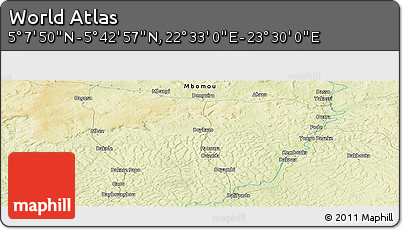 Physical Panoramic Map of the Area around 5° 25' 24" N, 23° 1' 29" E