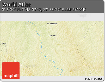 Physical 3D Map of the Area around 5° 25' 24" N, 28° 7' 30" E