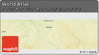 Physical Panoramic Map of the Area around 5° 25' 24" N, 28° 7' 30" E