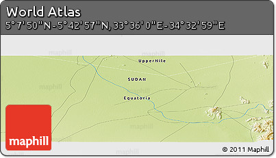 Physical Panoramic Map of the Area around 5° 25' 24" N, 34° 4' 30" E