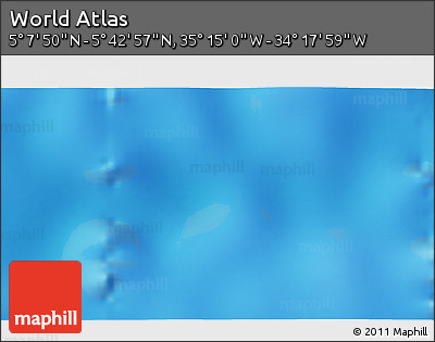 Physical 3D Map of the Area around 5° 25' 24" N, 34° 46' 29" W