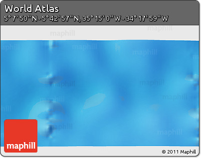 Physical 3D Map of the Area around 5° 25' 24" N, 34° 46' 29" W