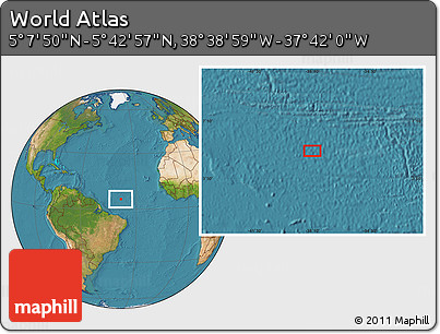 Satellite Location Map of the Area around 5° 25' 24" N, 38° 10' 29" W