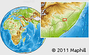 Physical Location Map of the area around 5° 25' 24" N, 45° 7' 30" E