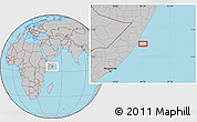 Gray Location Map of the area around 5° 25' 24" N, 49° 22' 30" E