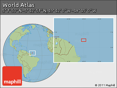 Savanna Style Location Map of the Area around 5° 25' 24" N, 49° 13' 30" W