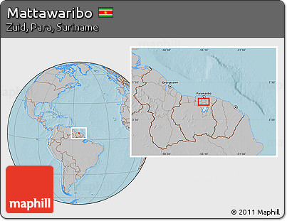 Gray Location Map of Mattawaribo, hill shading