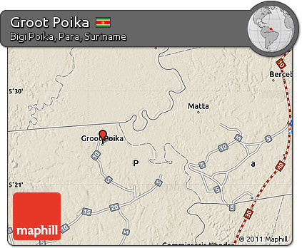 Shaded Relief Map of Groot Poika