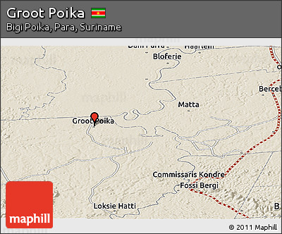 Shaded Relief Panoramic Map of Groot Poika