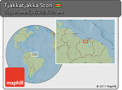 Savanna Style Location Map of Tjakkatjakka Ston, hill shading