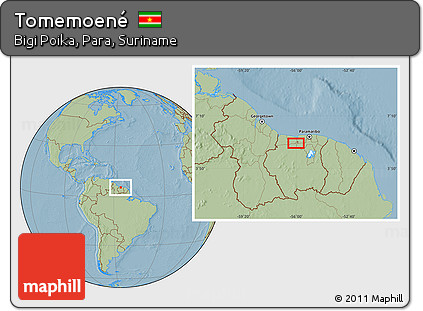 Savanna Style Location Map of Tomemoené, hill shading