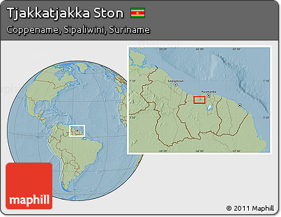 Savanna Style Location Map of Tjakkatjakka Ston, hill shading