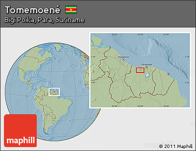 Savanna Style Location Map of Tomemoené, hill shading