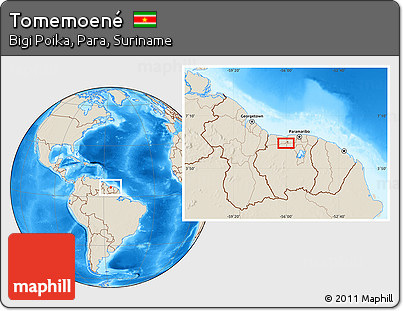 Shaded Relief Location Map of Tomemoené