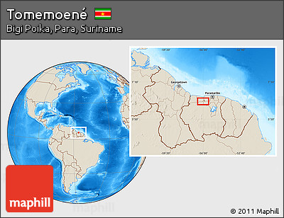 Shaded Relief Location Map of Tomemoené