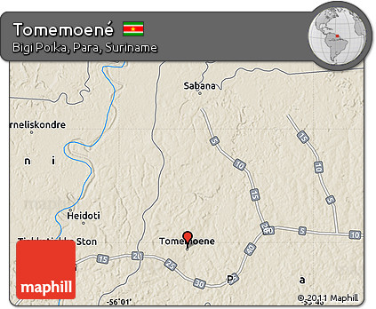 Shaded Relief Map of Tomemoené