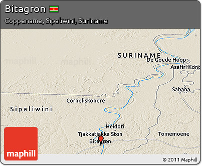 Shaded Relief Panoramic Map of Bitagron