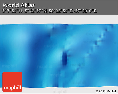 Physical 3D Map of the Area around 5° 25' 24" N, 57° 1' 29" E
