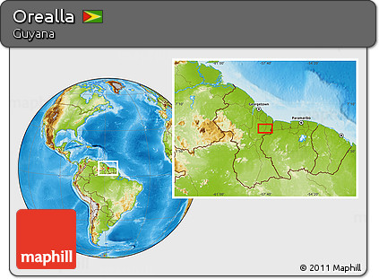 Physical Location Map of Orealla