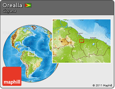 Physical Location Map of Orealla