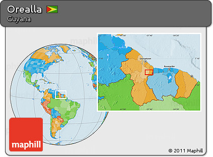 Political Location Map of Orealla