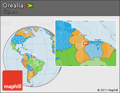 Political Location Map of Orealla
