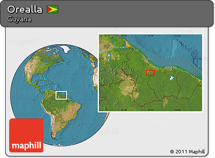Satellite Location Map of Orealla