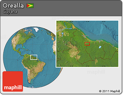 Satellite Location Map of Orealla