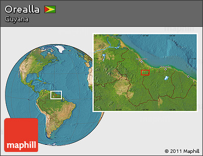 Satellite Location Map of Orealla