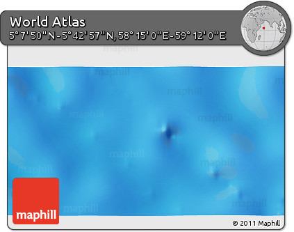 Physical 3D Map of the Area around 5° 25' 24" N, 58° 43' 30" E