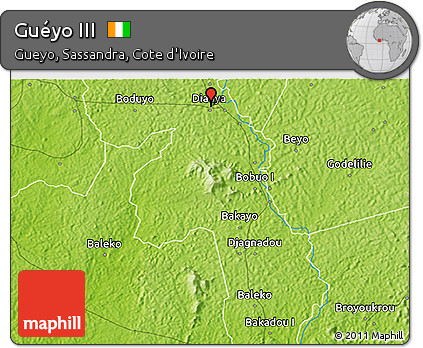Physical 3D Map of Guéyo III