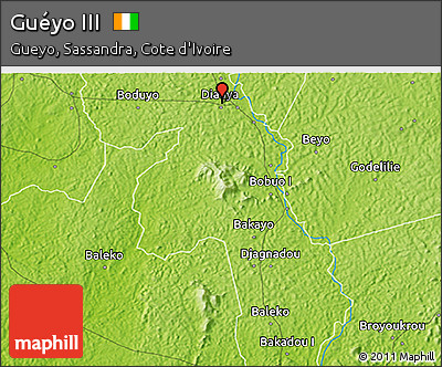 Physical 3D Map of Guéyo III