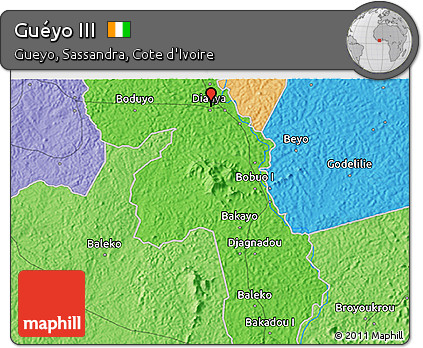Political 3D Map of Guéyo III