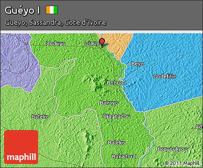 Political 3D Map of Guéyo I